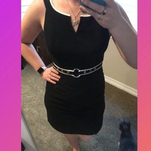 WHBM Black A-Line Dress, Sleeveless w/Faux Belt